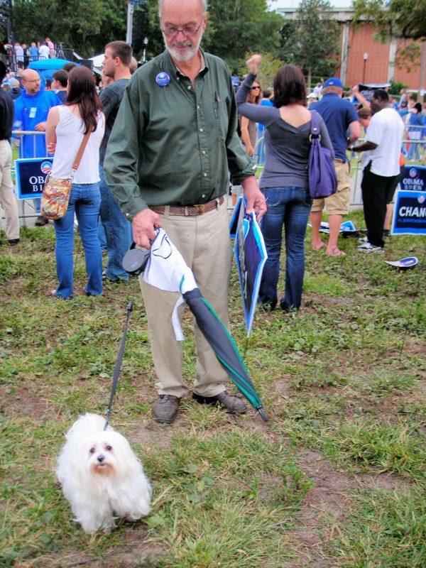 Brian McNab and Duchess at Obama Rally in Gainesville