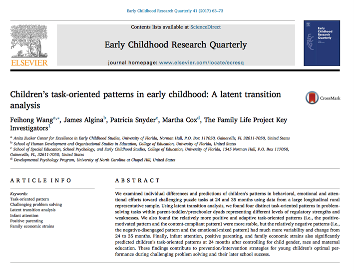 Children's task-oriented patterns in early childhood, A latent transition analysis