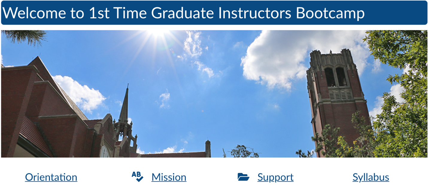 1st-Time Graduate Instructors Bootcamp Course Landing Page Screenshot