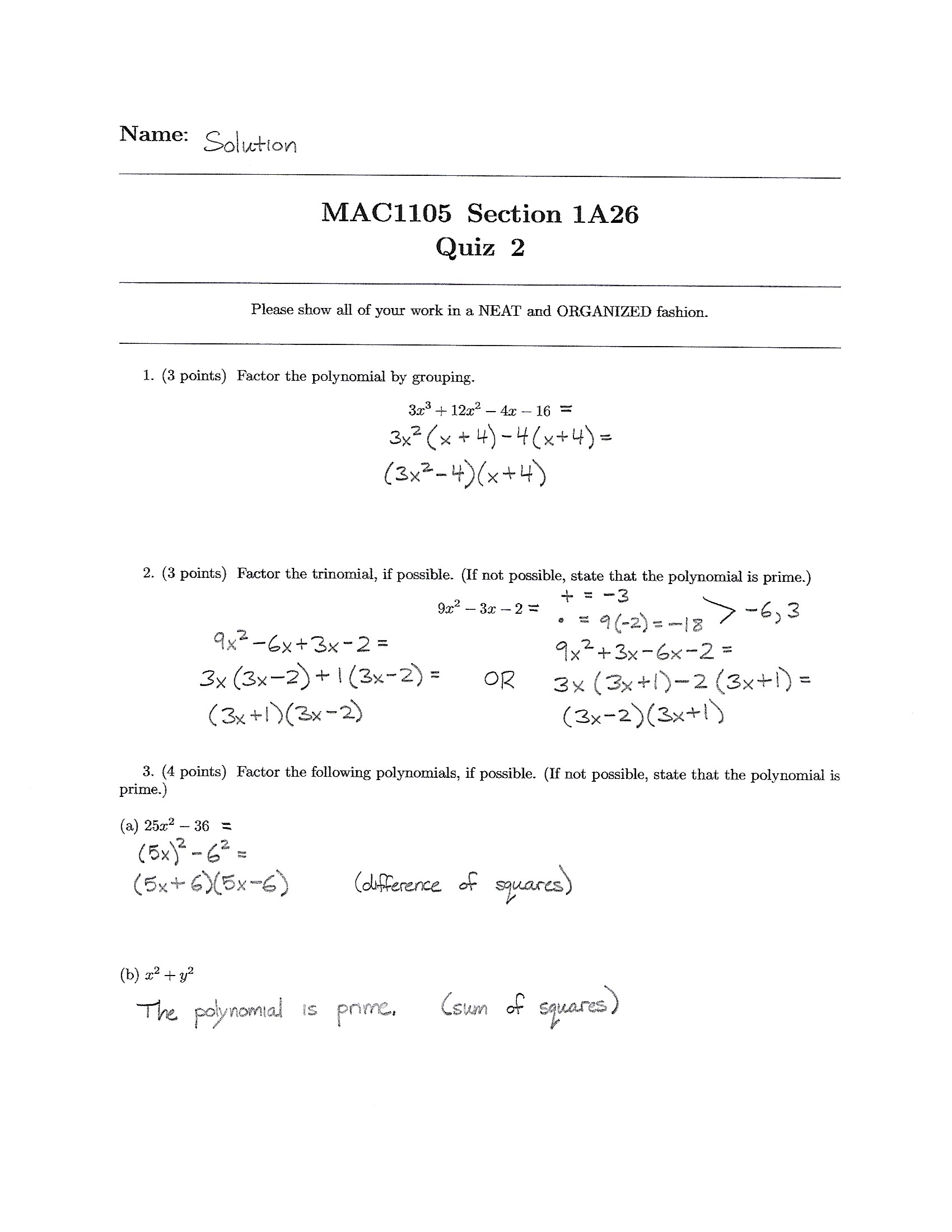 Fall 2017 Mac 1105 Basic College Algebra Jasmine Robinson