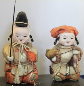 These dolls represent two vital gods, Daikoku who presides over rice and Ebisu the fisherman.  In various formats they are important figures to own.